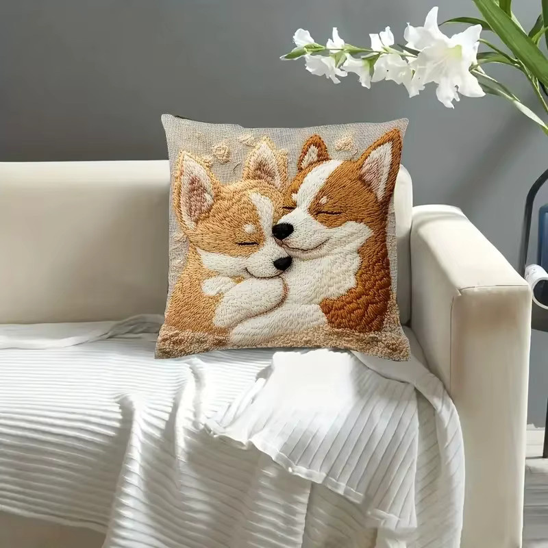 VIKAMA Hundedecke mit Tier-Motiv und besticktem Reißverschluss als Kissenbezug für Sofa, Schlafzimmer oder Auto - Bild 3