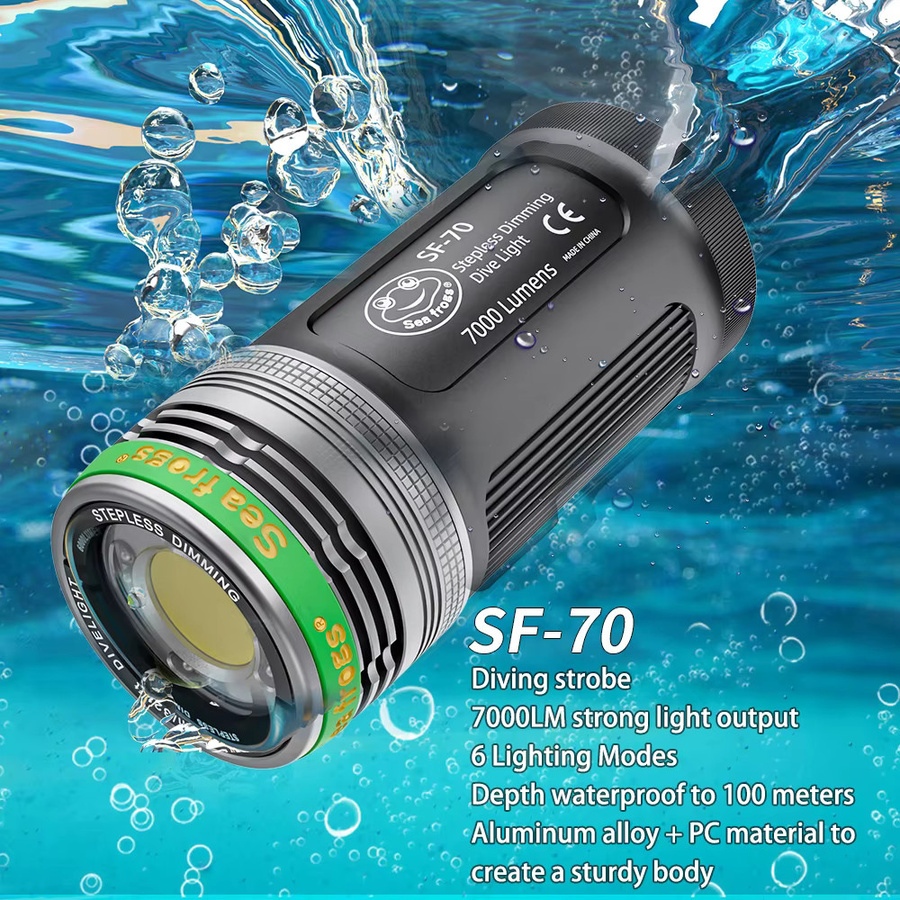 Seafrogs Unterwasser-Foto-Video-Licht mit 7000LM, 100m wasserdicht, UV- und Rotlicht sowie stufenloser Dimmung in Schwarz und Rot - Bild 4