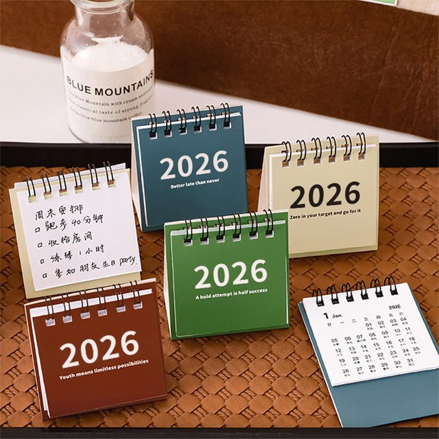 Mini-Einfachkalender 2026 Gelb Kreativer Tischkalender mit Spiralbindung als Desktop-Planer und Büromaterial - Bild 1