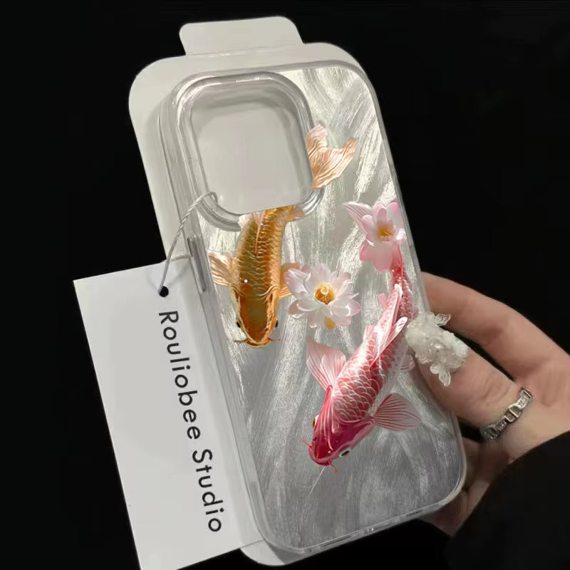 Handyhülle mit buntem goldenem Lotus und Koi Design für Samsung Galaxy S26 S25 S24 S23 S22 S21 Ultra Plus FE A57 A56 A55 A36 A35 A17 A16 Cover - Bild 2
