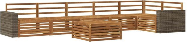 vidaXL Outdoor-Sofagarnitur aus Akazienholz in Braun, 7-teiliges Set mit Tisch und Polstern, B/T/H: 79 x 79 x 37 cm - Bild 1