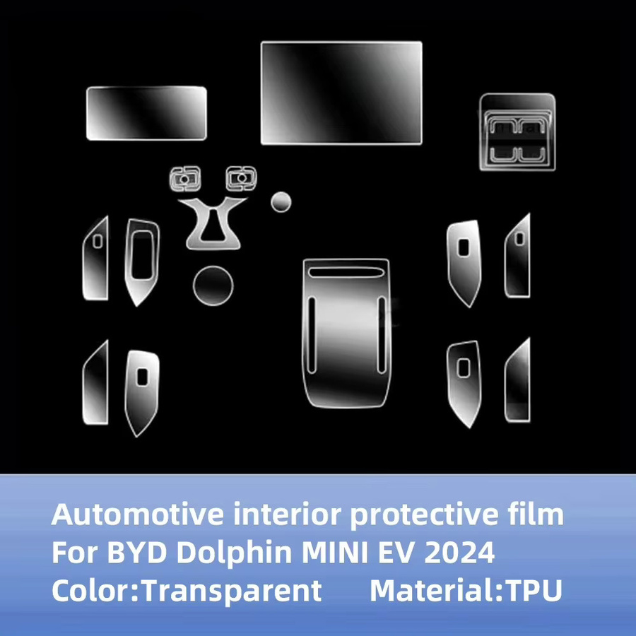 BYD Dolphin MINI EV Seagull 2024 Schutzfolie aus TPU für Innenraum: Kratzfeste Abdeckung für Getriebepaneel und Navigationsbildschirm, transparent - Bild 2