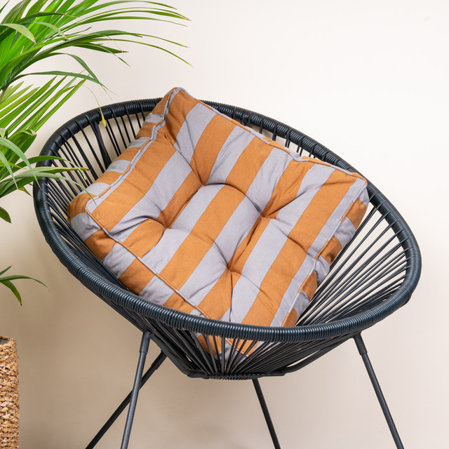 BLUME2000 Matratzenkissen Gestreift in Orange und Braun - Bild 1