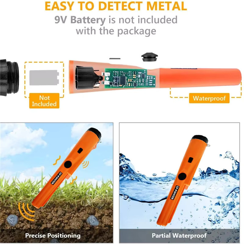 Tragbarer Metalldetektor mit hoher Präzision und 360 Grad Induktion in Orange - Bild 4