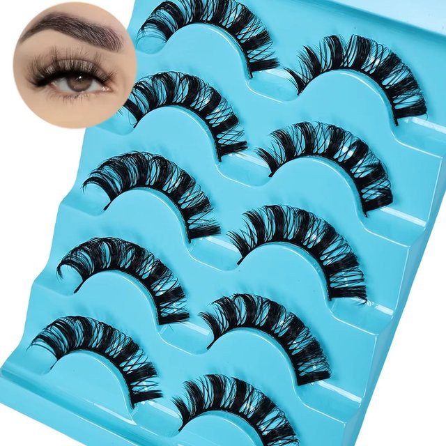 JIEFUXIN Falsche Wimpern, 5 Paar, synthetische Fasern - Bild 1