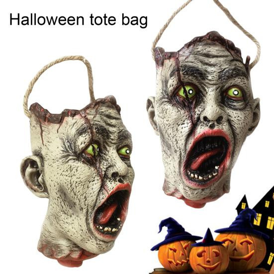 Eonspot Halloween Süßigkeiteneimer Zombie Kopf Handtasche aus Vinyl in Multicolor - Bild 5