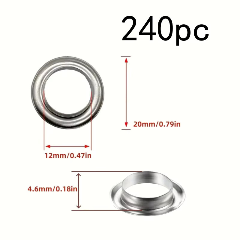 240 Edelstahl Ösen in Silber mit 12 mm Durchmesser für die Herstellung von Notizbüchern und Schreibwaren - Bild 2