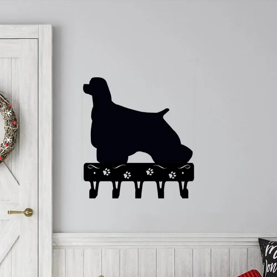 CIFBUY Metall-Wandkunst Schlüsselhalter Cocker Spaniel Dekorativer Eisenhaken-Set in Schwarz - Bild 4