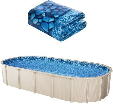 VEVOR Ovale Poolfolie in Blau, Ersatzfolie für Aufstellpools mit Stahlwand, Überlappungsstil, B/T/H: 914 x 457 x 147 cm - Bild 1