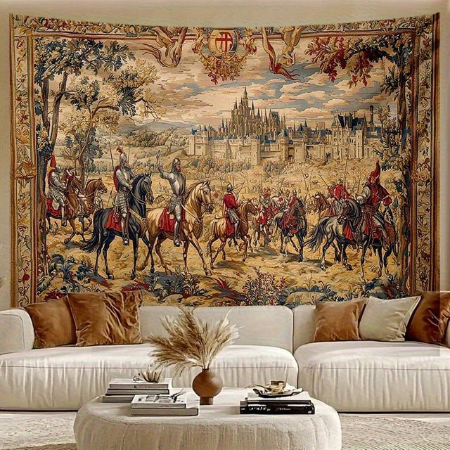 VIKAMA Wandteppich Ritterburg im klassischen Palast-Stil, Mehrfarbig, Breite: 60 cm, Höhe: 40 cm - Bild 1