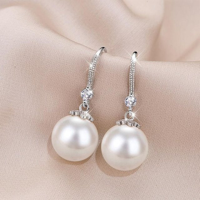 YIRAN Jewelry Ohrringe, 925 Sterling Silber, Perle, Damen, grau - Bild 1