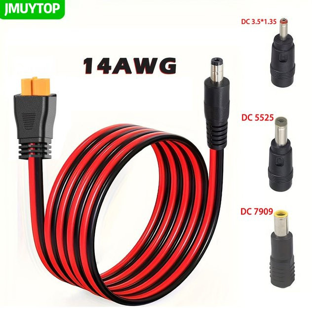 JMUYTOP XT60 Buchse auf DC 5521 Stecker Verlängerungskabel 3,05 m für LifePO4 und EcoFlow River/DELTA tragbare Kraftwerke - Bild 1