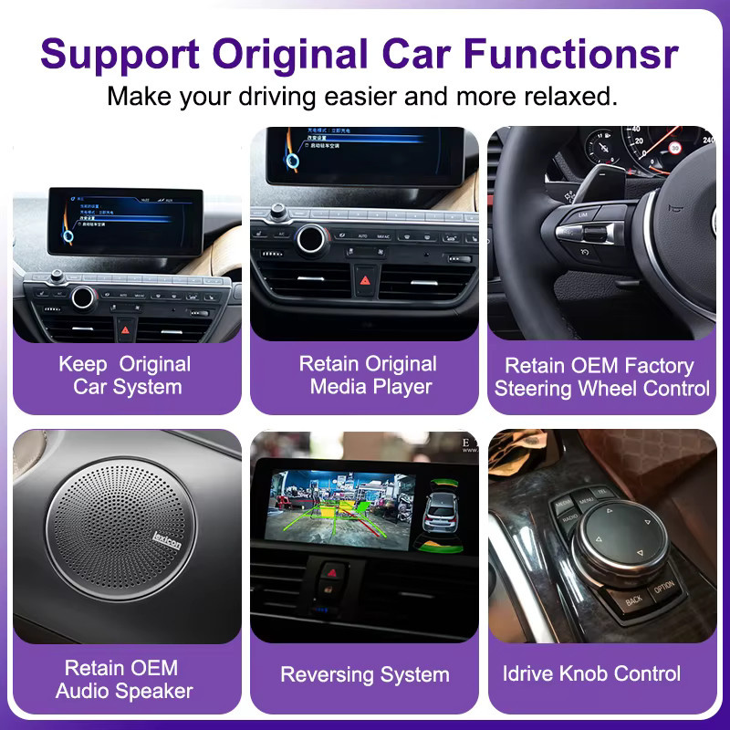 BONROAD Drahtlose CarPlay und Android Auto Interface für BMW i3 NBT EVO System 2014-2021 mit Mirror Link, AirPlay, Rückfahrkamera, Bluetooth und GPS in Schwarz - Bild 3