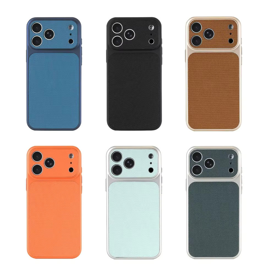 Magnetische Lederstruktur Handyhülle für iPhone 17 16 15 14 13 12 Pro Max aus PC und TPU in Gold - Bild 4