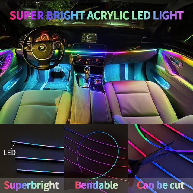 WUMFIRE RGB Neon Umgebungsbeleuchtung für Tesla Modell Y, 3, S, X und Cybertruck mit App- und Fernbedienung Steuerung, Multicolour LED Innenbeleuchtung aus Acryl - Bild 1