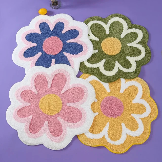 VIKAMA Teppich mit Blumenmuster in Cashmere-Optik, rutschfeste und saugfähige Matte für Wohnzimmer, Schlafzimmer oder Badezimmer, B/T: 60 x 60 cm - Bild 1