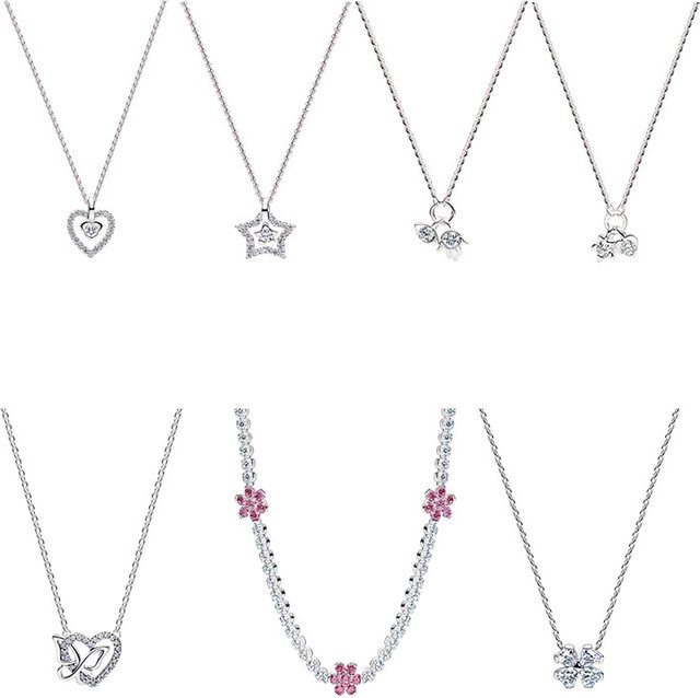 Potdemiel Halskette 925 Silber, Diamant, Blumen Stern - Bild 1