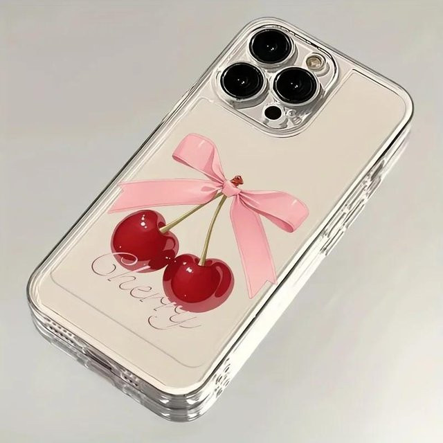 Yiran Bag Ultradünne Silikonhülle mit Kirsch-Schleife für iPhone in Transparent - Bild 1