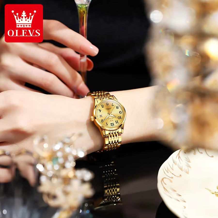 OLEVS Armbanduhr, Automatik, Edelstahl, Gold, Damen - Bild 3