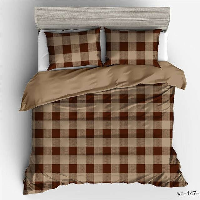 RunGrape Bettwäsche Set im nordischen Design mit Karo-Muster, braun, aus Mikrofaser, B/H: 240 x 220 cm - Bild 1