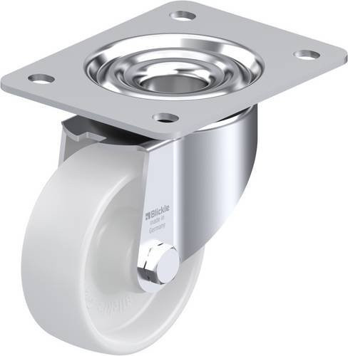 Blickle Lenkrolle LK-PO 100R-3 in Weiß, Rad-Durchmesser: 100 mm, Tragfähigkeit: 280 kg, verzinkter Stahl und Kunststoff - Bild 1