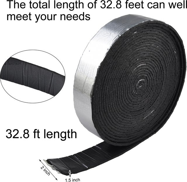 Wasserdichte Rohrwickel-Isolierung aus Schaumstoff mit Aluminiumfolie und starkem Klebeband, Schwarz, 10 Meter - Bild 1