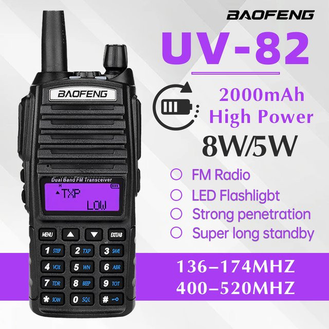 Baofeng UV82 Walkie-Talkie in Schwarz mit Dual-PPT-Funktion für Langstreckenkommunikation und Outdoor-Einsätze - Bild 1