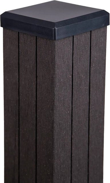 GroJa Fertigzaun Pfosten zum Einbetonieren inklusive Kappe in Anthrazit, B/T/H: 7 x 7 x 240 cm - Bild 1