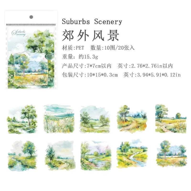 20 Stück Retro PET-Aufkleber Serie Reise und Landschaft, Multicolour, B: 12,0 cm x H: 9,8 cm - Bild 4