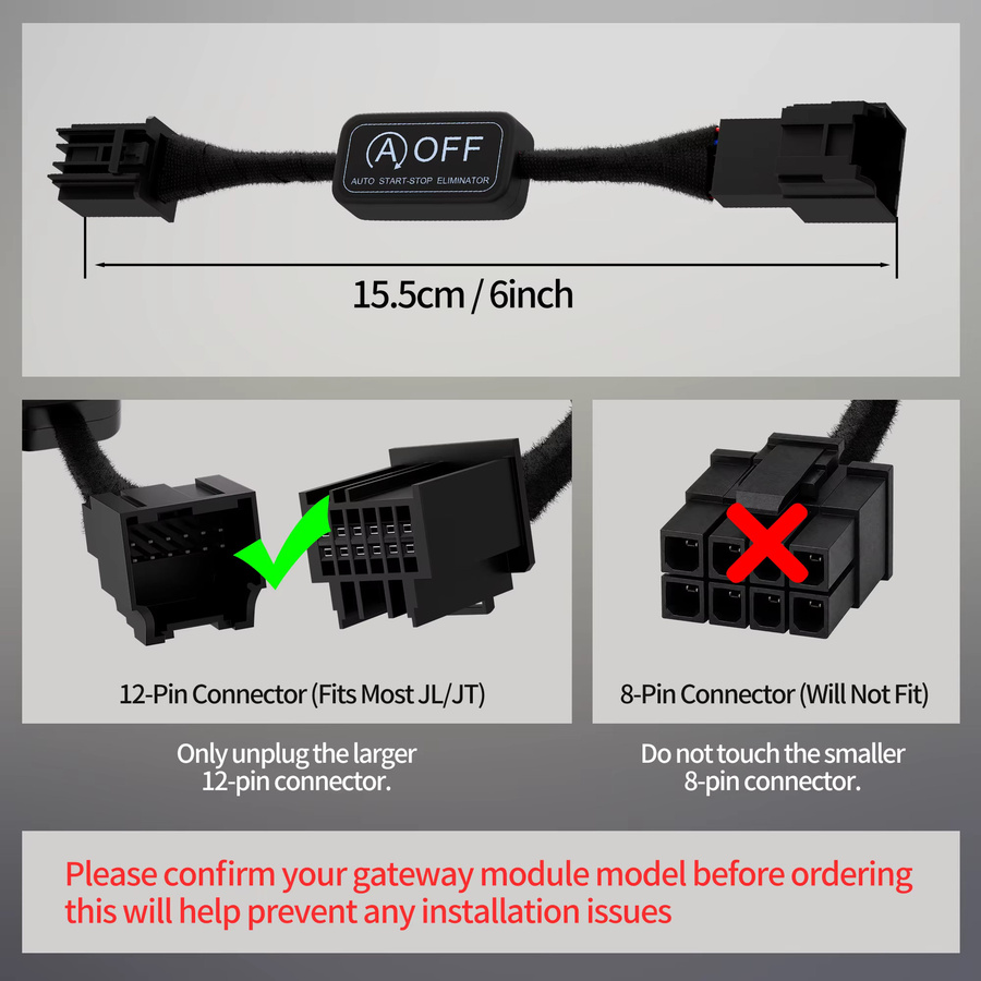 Daiertek Auto Start-Stopp Deaktivierungsgerät für Jeep Wrangler JL (2018-2024) und Gladiator JT (2020-2024) in Schwarz - Bild 3