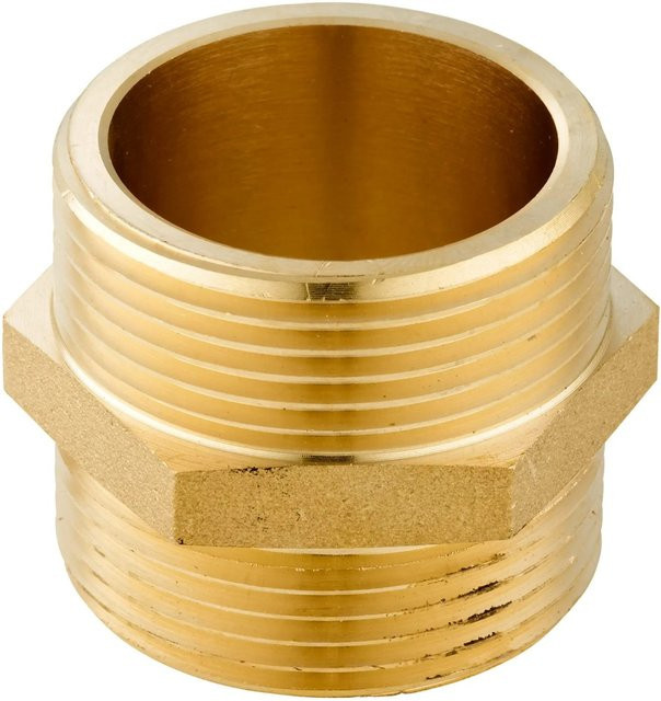 LUX-TOOLS Gewindenippel AG 41,9 mm R 1 1/4 aus Messing in Gold - Bild 1