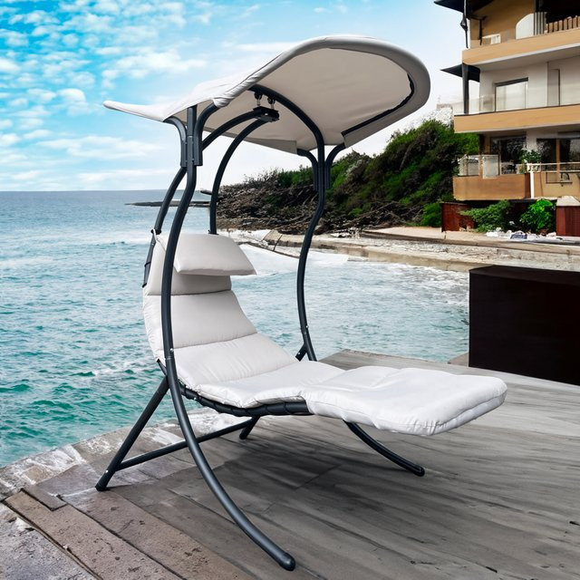 Leco Garten Schaukelliege Dream Chair 2.0 mit Sonnendach in Grau/Anthrazit, B/T/H: 110 x 183 x 200 cm - Bild 1