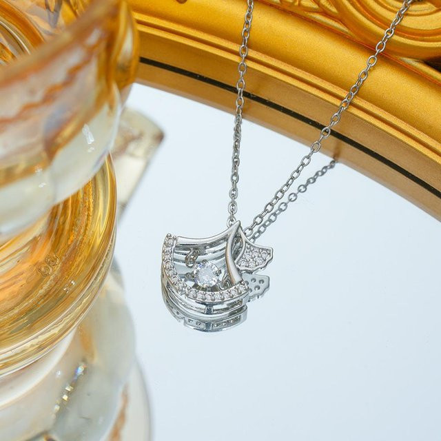 Wucifang Jewelry Halskette, Aprikosenblatt, Kupfer, gray, Damen, Zirkonia - Bild 1