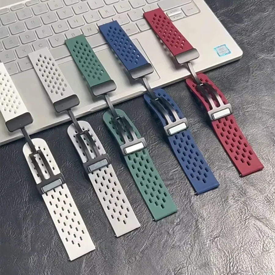 Uhrenarmband Silikon, Schwarz, für Huawei GT6 GT5 Samsung - Bild 1