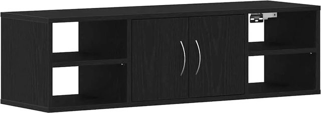 vidaXL Wandregal in Schwarz und Eichen-Optik aus Holzwerkstoff, B/T/H: 102 x 30 x 29 cm - Bild 1