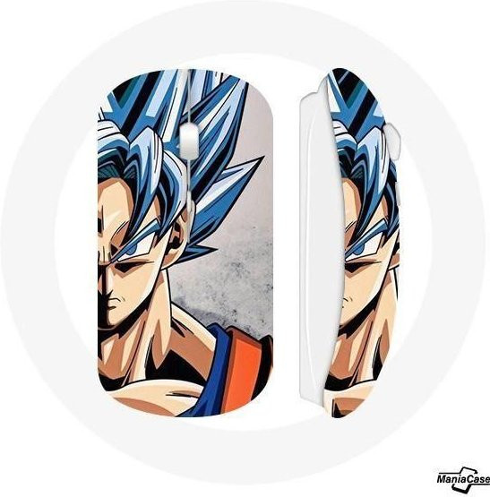 Kabellose MANIACASE Maus im Dragon Ball Goku Design mit blauen Haaren, USB-C und WiFi, kompatibel mit Mac und PC, mehrfarbig - Bild 1
