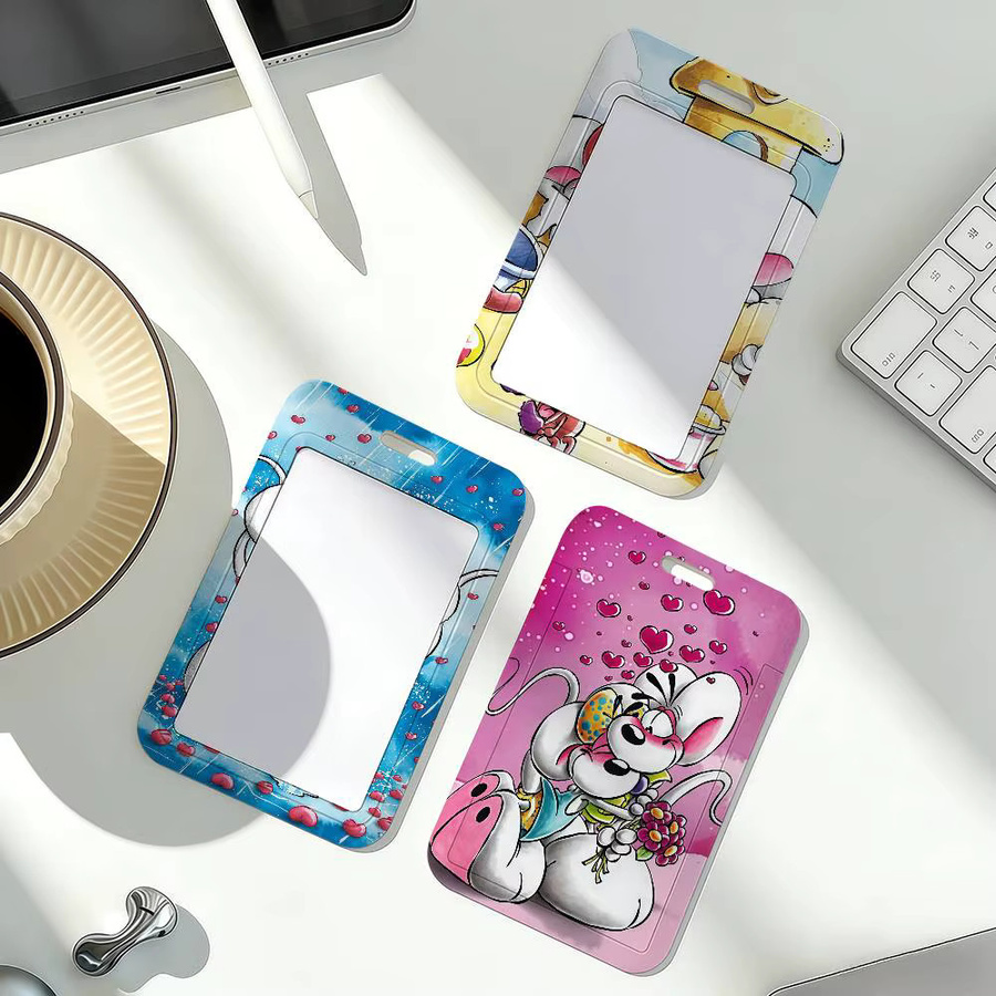 D-Diddl Kartenhalter Pink mit Kawaii Cartoon Design als Schutzhülle für Arbeitsausweise, Zugangskarten und Buskarten - Bild 3