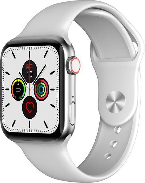 L.RIDING PULO Bluetooth Smartwatch mit Voll-Touchscreen, Herzfrequenz- und Blutdruckmessung, wasserdicht, Farbe: Weiß - Bild 1