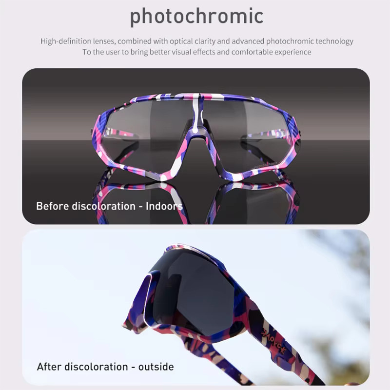 Kapvoe Sportsonnenbrille, Photochrome, Vollrand, Kunststoff, Unisex, black - Bild 1