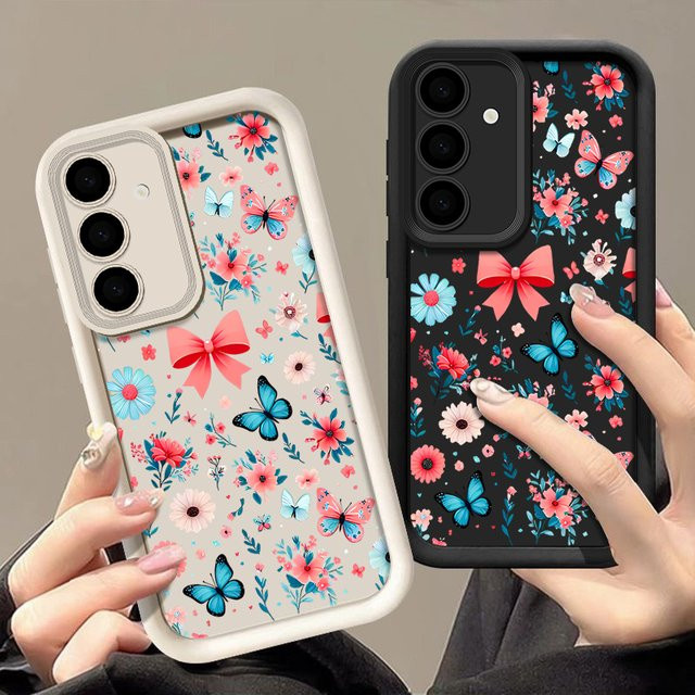 Weiche TPU Handyhülle mit Blumenmuster für Samsung Galaxy S25 S24 S23 S22 Ultra, A55 A54 A53 A35 A15 A16 und weitere Modelle, Farben: Beige, Weiß, Multicolour - Bild 1