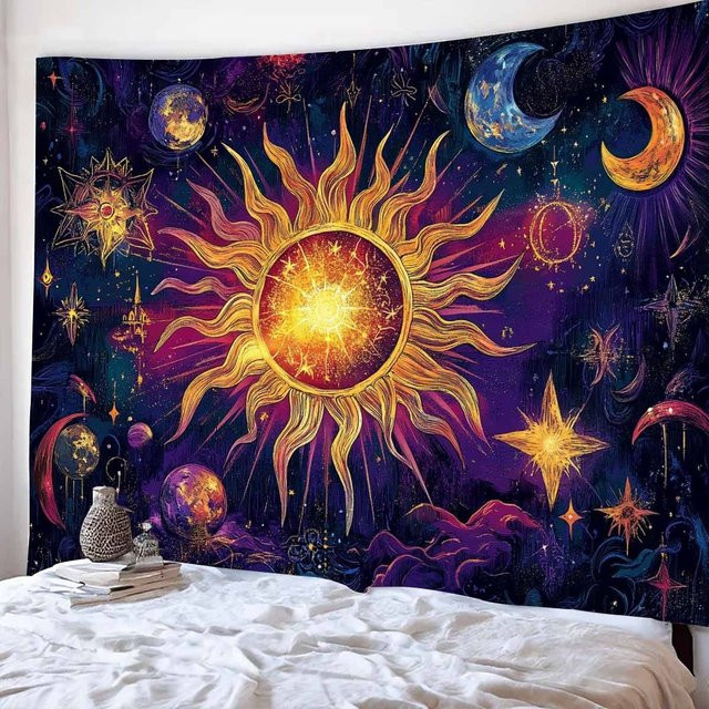 VIKAMA Wandteppich Cosmic Star and Moon Mythology im Bohemian-Stil, Mehrfarbig, B/H: 60 x 40 cm - Bild 1