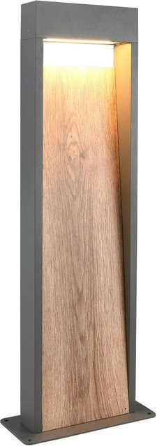 Trio LED-Pfosten Up-Down Licht im 3er Set in Anthrazit mit Holzoptik, B/T/H: 21,5 x 9,5 x 60 cm - Bild 1