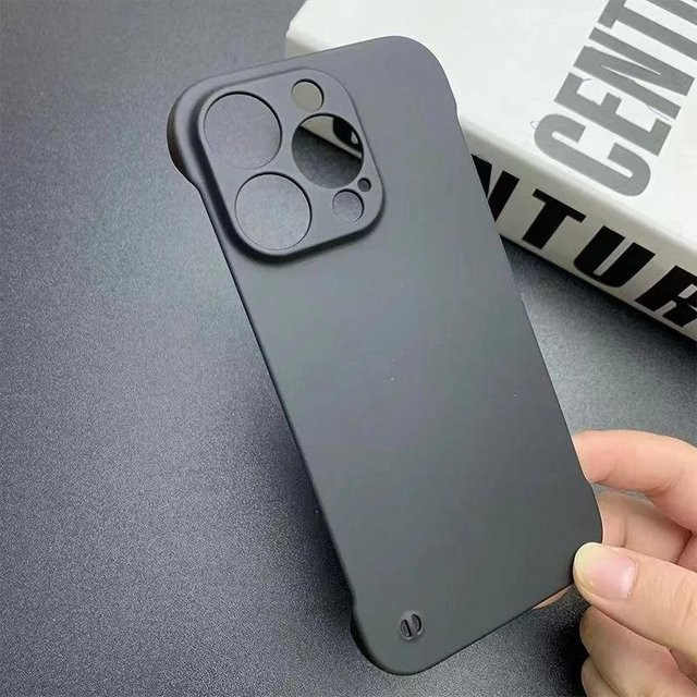 Rui Di Luxus No Borders Matte Handyhülle für iPhone 15 Pro Max, 14, 13, 12, 11, X, XR, 8, 7 Plus, Ultradünne Stoßfängerhülle in Schwarz - Bild 1