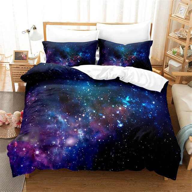 Binchi Outdoor Product Bettwäscheset Sternenhimmel Universum in Blau, Material Mikrofaser Polyester, B/H: 135 x 200 cm - Bild 1