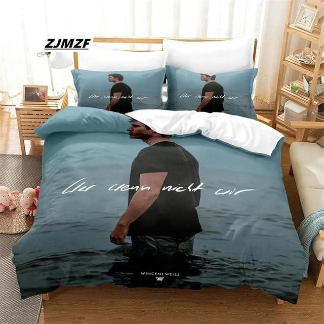 ZbrOne Wincent Weiss Bettwäsche-Set mit 3D-Anime-Print, Blau, B/H: 135 x 200 cm - Bild 1
