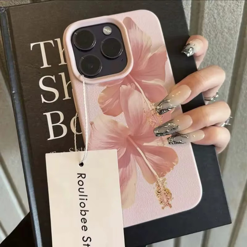 XCEOENM Handyhülle mit Rosa Hibiskus Design für iPhone 15, sturzsichere Schutzhülle in Pink - Bild 3
