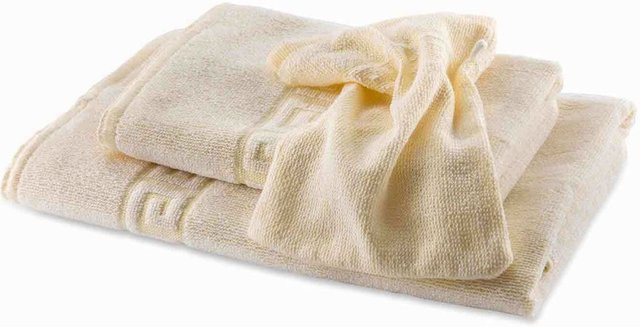 bertsch Hotelwäsche Frottiertuch aus Zwirnfrottee mit Griechenbordüre, Gelb, Breite: 50 cm, Länge: 100 cm - Bild 1