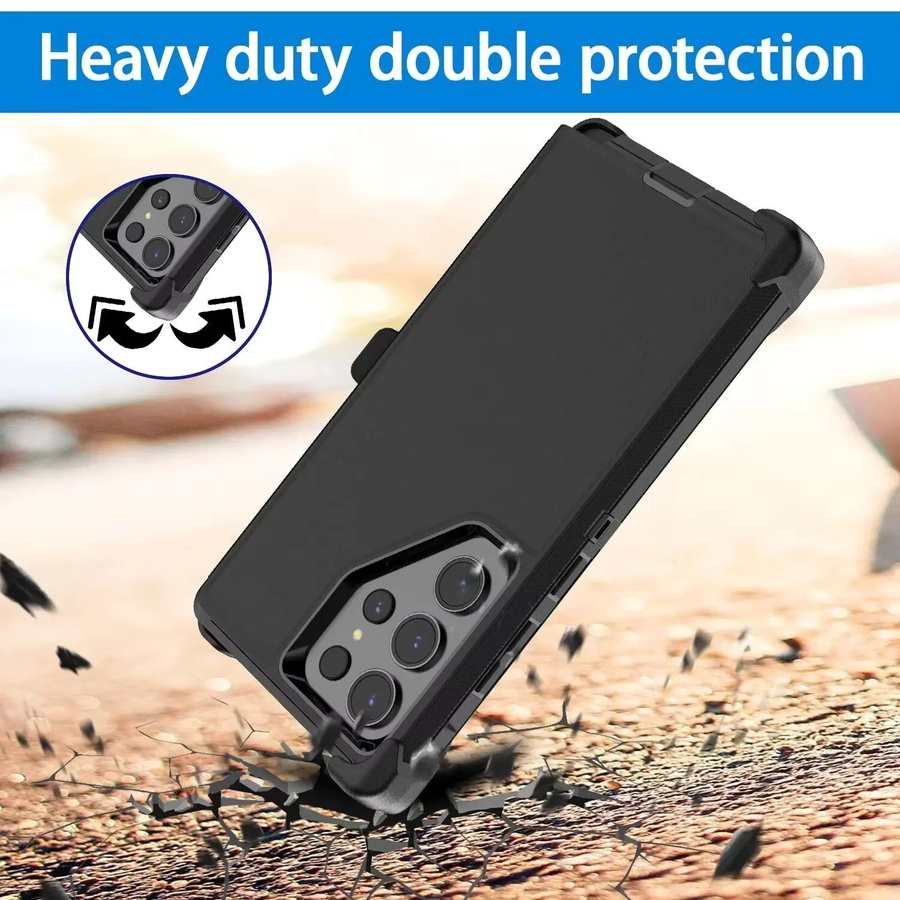 Amror Otter 3in1 Heavy Duty Schutzhülle mit Gürtelclip für Samsung Galaxy S25 Ultra S24 S23 S22 S21 S20 Plus Note 20 10 9 stoßfeste Rüstung in Schwarz und Orange - Bild 6