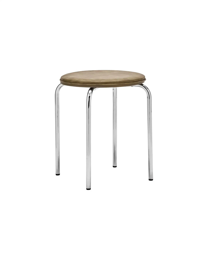 House Doctor Hocker Comma in Khaki mit verchromtem Metallgestell, Höhe: 37 cm - Bild 1