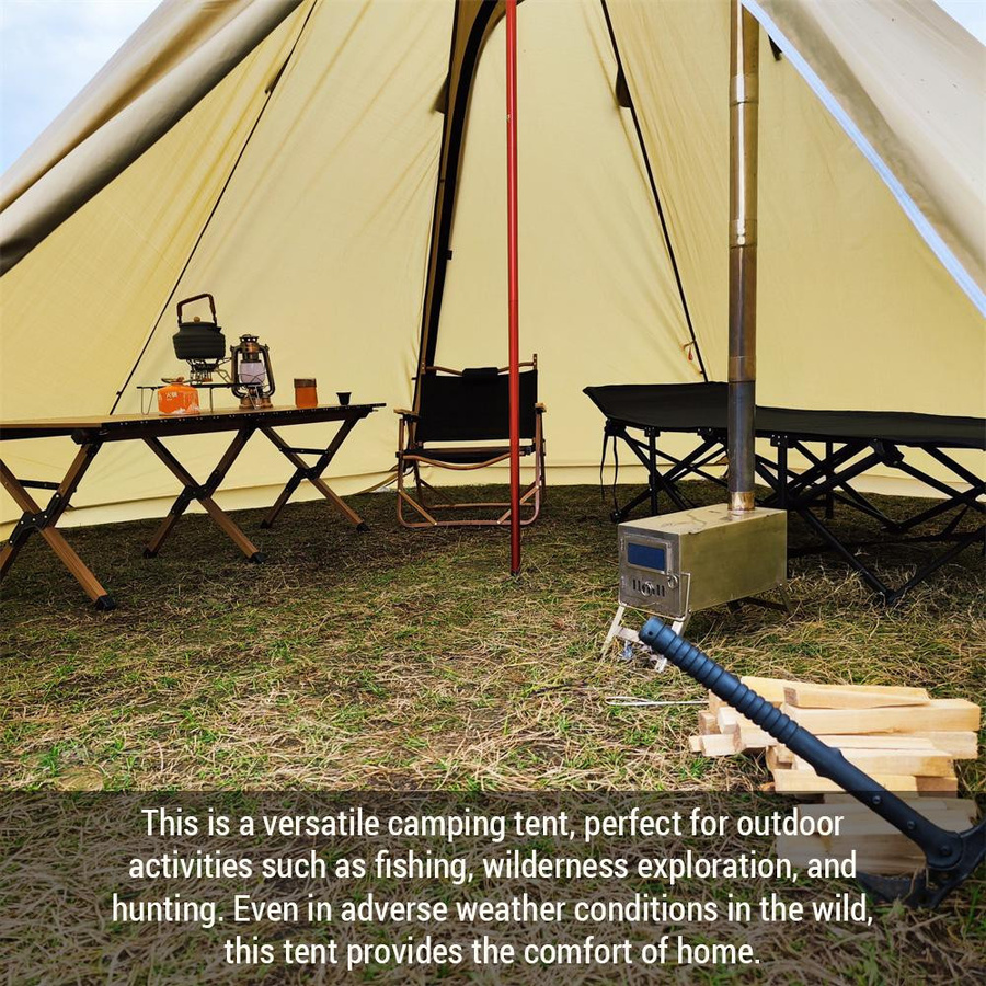 Binchi Outdoor Product Tipi-Warmzelt für 4–6 Personen mit Herd in Braun und Beige - Bild 2